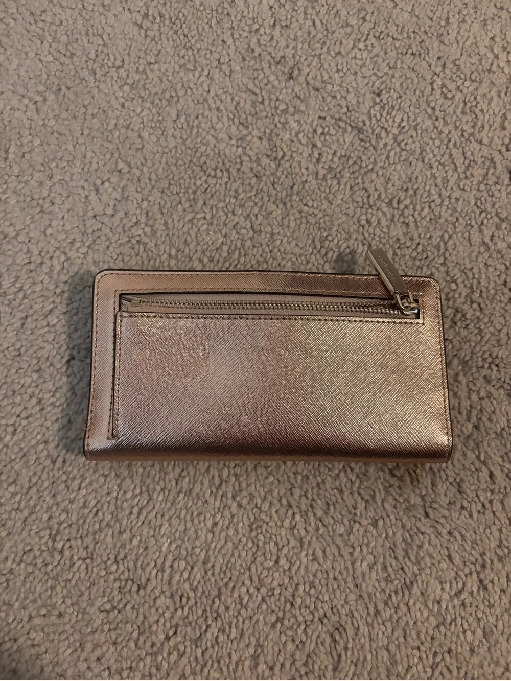 kate spade Metallic Rose Gold Saffiano Card Holder Wallet
